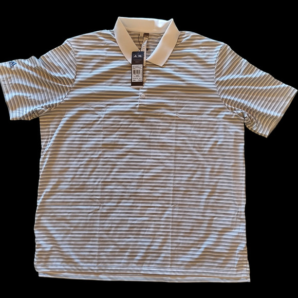 adidas Other - Adidas Tournament Stripe 1/4 Button White/Stone/Minblue Men's SS Polo Shirt XXL